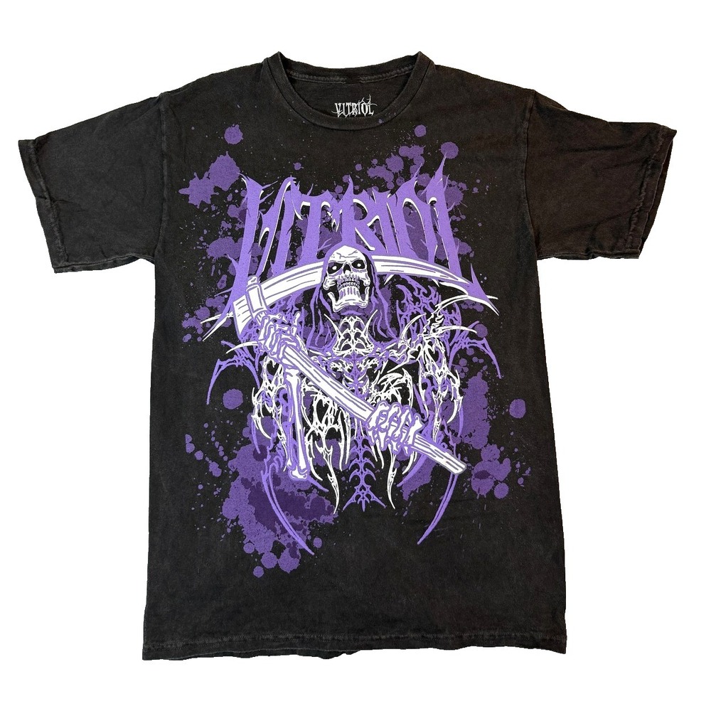 Vitriol Grim Reaper Tshirt Mens M Purple Skull Graphic Horror Metal Streetwear